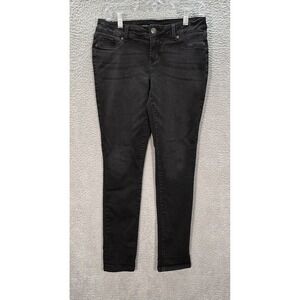 Maurices Jeans Womens Medium Black Denim Low Rise Slim Stretch Preppy Casual